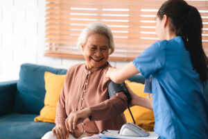 Professional personal care assistance, giving assistance to the patient in a home setting.