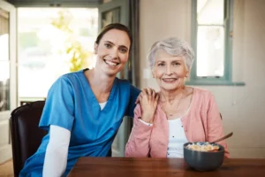 a professional ndis provider during in home care services with the patient.